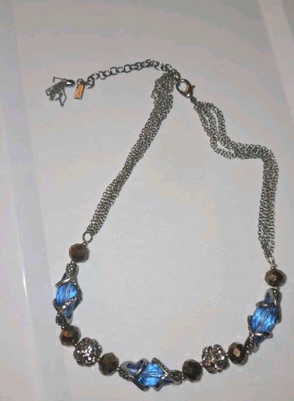 Vintage Blue and Silver Beaded Necklace